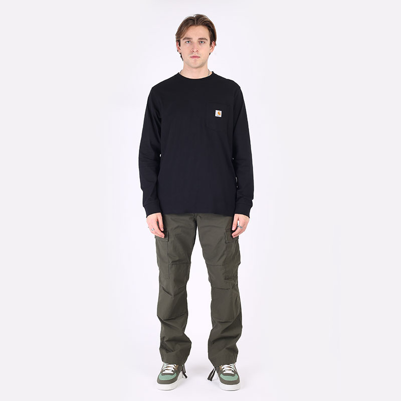 Лонгслив Carhartt WIP L/S Pocket T-Shirt (I022094-black)  - цена, описание, фото 5